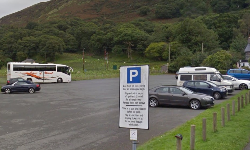 A picture of the pay and display sign at the car park.