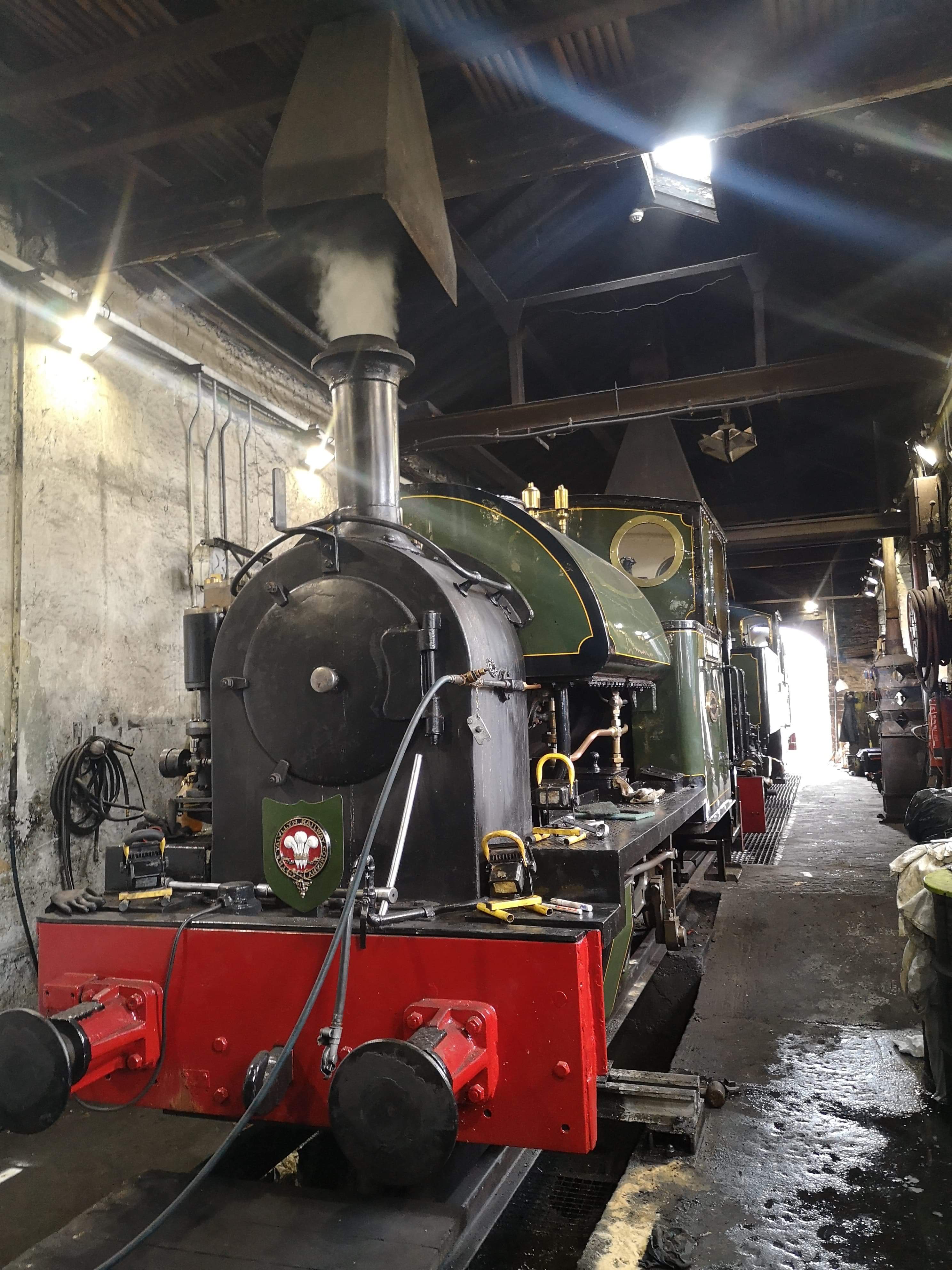 A locomotive being prepared in the loco sheds