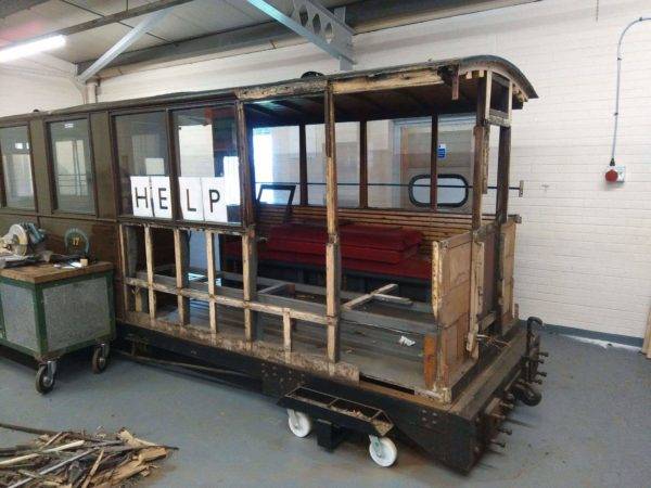 The Corris coach with the external woodwork removed.