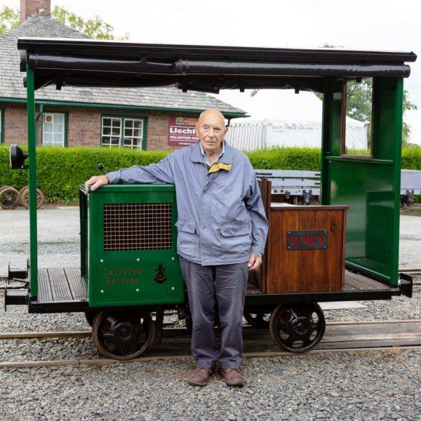 John Bate next to Toby the Trolley at Wharf.