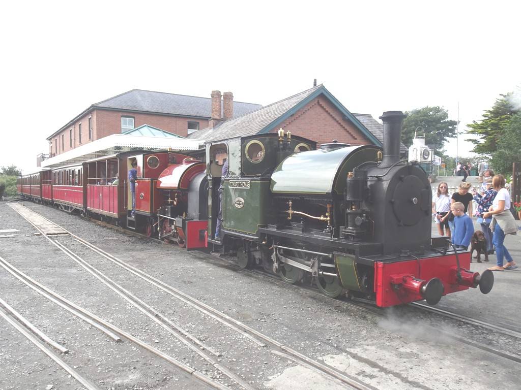 A double-headed train at Wharf.